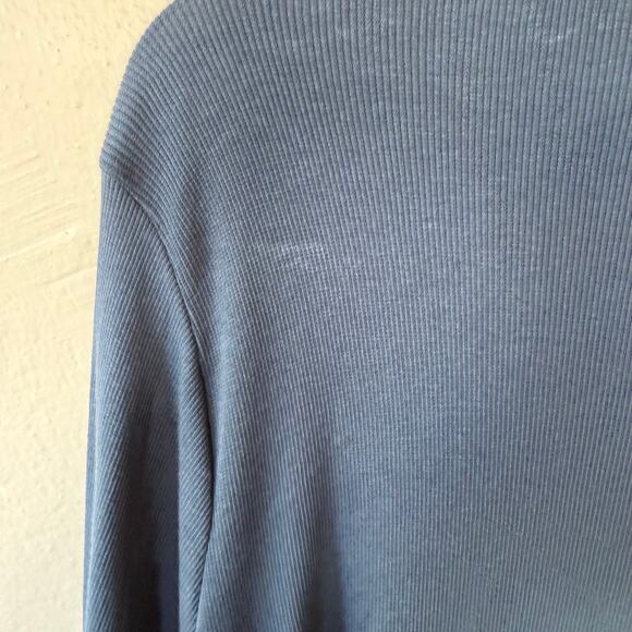 Madewell Navy Blue stretchy Ribbed Ruched Buttondown size 2X - Picture 8 of 11